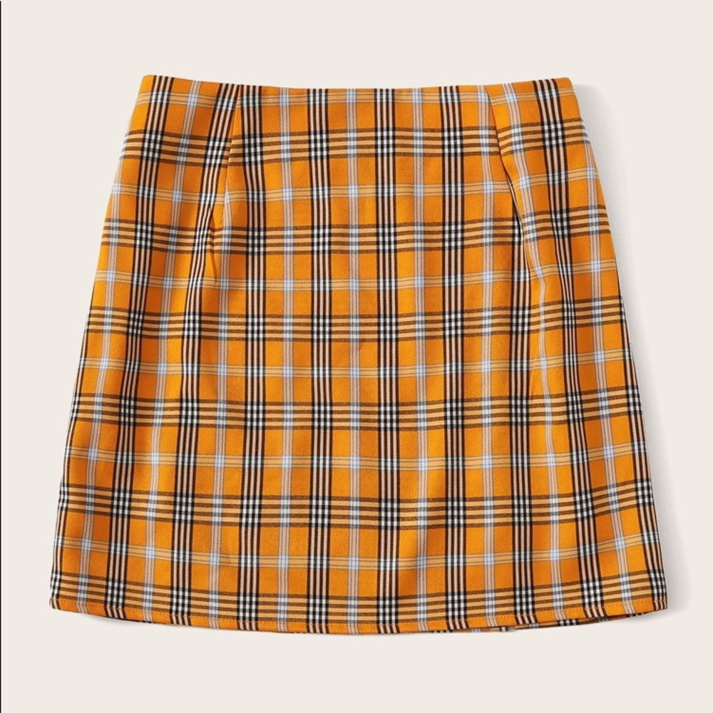 Yellow plaid mini skirt